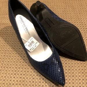 Blue and black snake skin heels. 7 1/2 wide heels. 3 inch heel